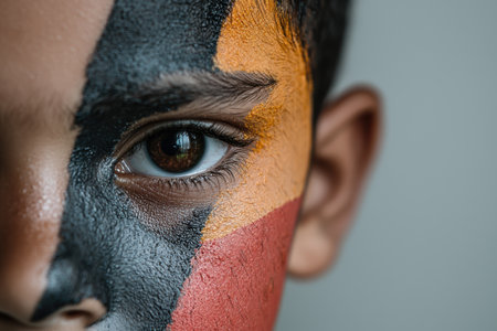 close-up portrait of a person with face paintの素材