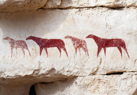 ancient cave paintings of horsesの素材