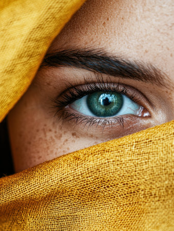 Closeup of a vibrant green eye with long eyelashesの素材