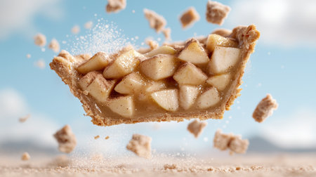 Delicious homemade apple pie slice with cinnamon sugar toppingの素材