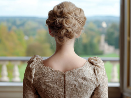 elegant hairstyle with curled updoの素材