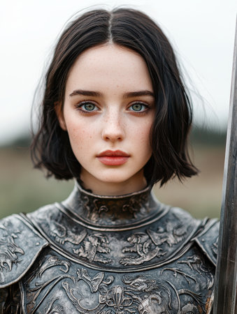 Mysterious woman in ornate armorの素材