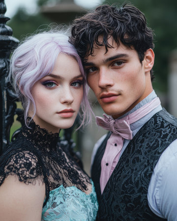 Elegant couple in romantic attireの素材