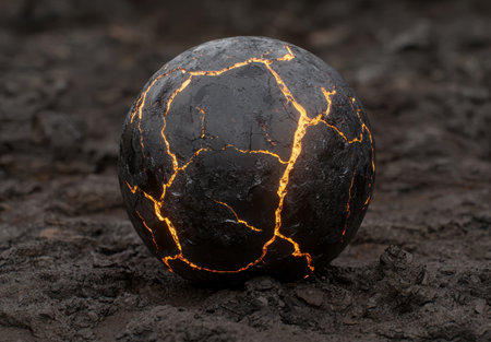 Cracked earth globe with glowing cracksの素材