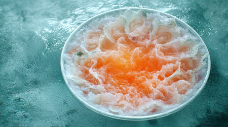 Colorful crystal geode on water surfaceの素材