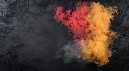 Colorful smoke explosion on dark backgroundの素材