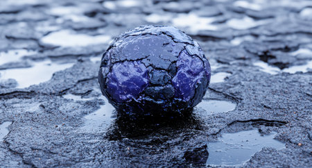 Frozen earth globe in icy waterの素材