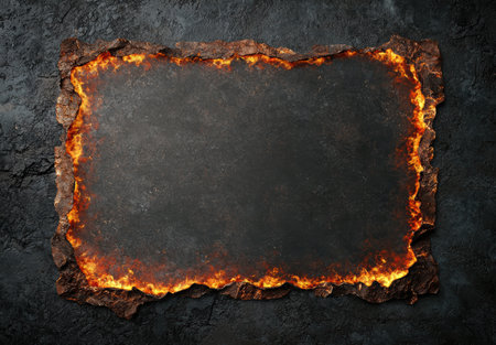 Burning stone frame backgroundの素材