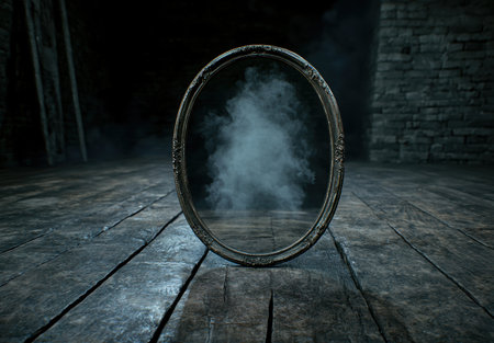Mysterious smoke in vintage mirror frameの素材