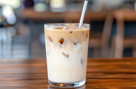 Iced coffee drink with whipped cream and cinnamonの素材