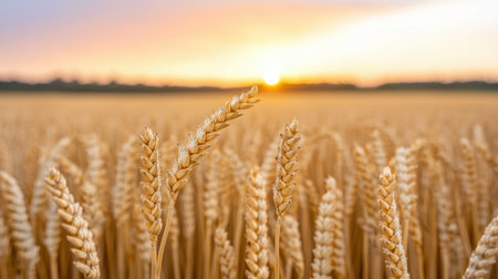 Wheat field at sunsetの素材