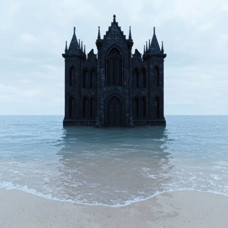 gothic castle on the beachの素材