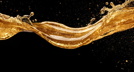 Flowing golden liquid splashの素材