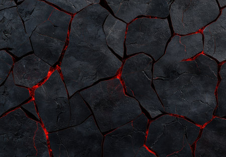 Cracked stone surface with red veinsの素材