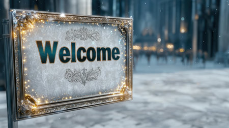 Elegant winter welcome signの素材