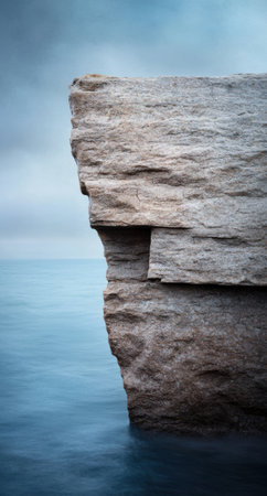 Rugged cliff overlooking serene oceanの素材