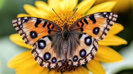 Vibrant butterfly on yellow flowerの素材