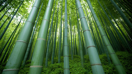 Serene bamboo forest with lush greeneryの素材