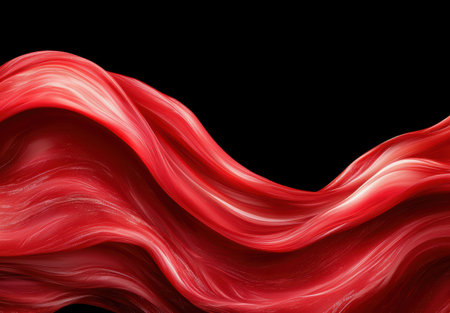 Flowing red fabric in motionの素材