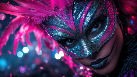 Vibrant Carnival Mask with Feathersの素材