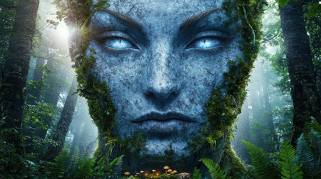 mystical face in the forestの素材