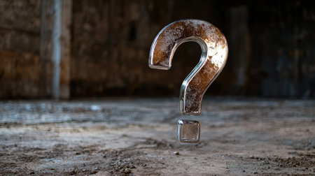 Mysterious question mark symbol on a dark backgroundの素材