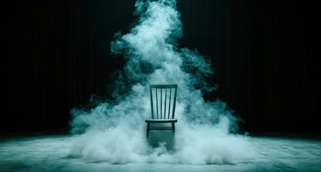 Mysterious chair in smoky atmosphereの素材