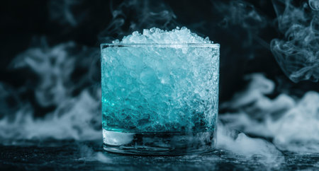 Icy blue cocktail with smokeの素材