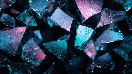 Shattered glass with vibrant colorsの素材