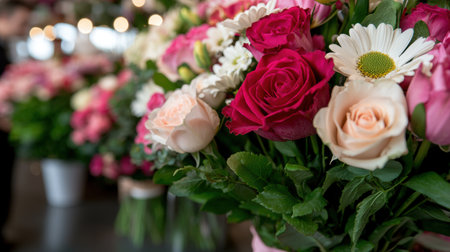 Vibrant bouquet of roses and daisiesの素材