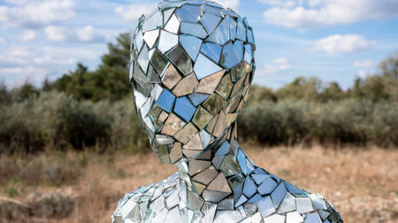 abstract mirrored sculpture in natureの素材