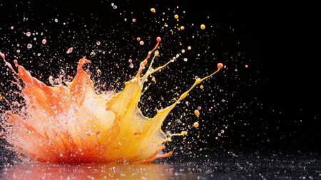 Colorful paint splash on black backgroundの素材