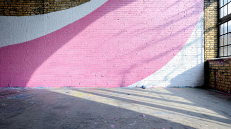 Vibrant pink and white brick wall backdropの素材