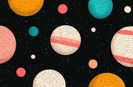 Colorful abstract planets in spaceの素材