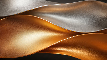 abstract metallic surface with golden and silver wavesの素材