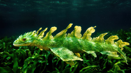Vibrant green underwater creatureの素材