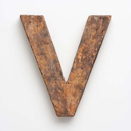 Rustic wooden letter vの素材