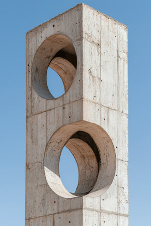 Unique architectural structure with circular openingsの素材