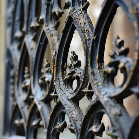 Intricate metal gate or fence detailの素材