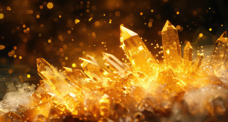 Glowing golden crystal formationsの素材