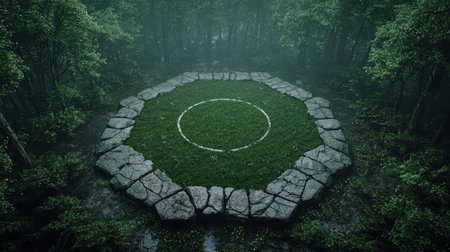 Enchanting forest clearing with stone circleの素材