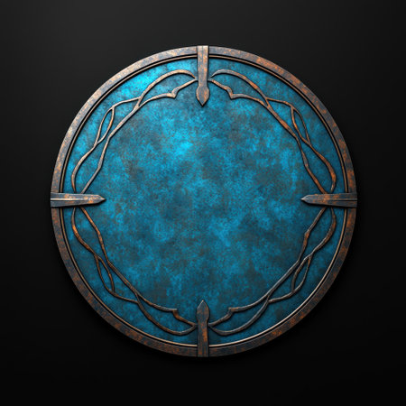 Ornate blue and copper metal frameの素材