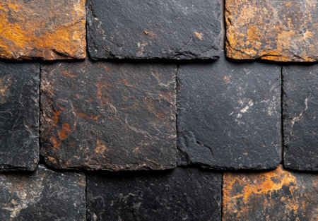 Rugged slate stone tiles with natural texturesの素材