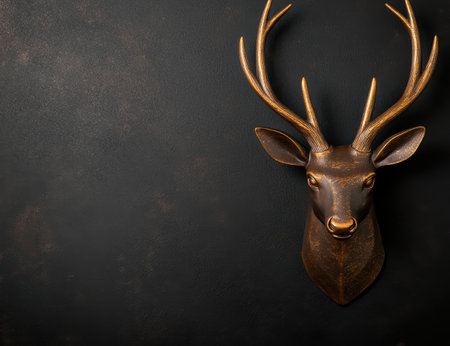 Decorative deer head on dark backgroundの素材