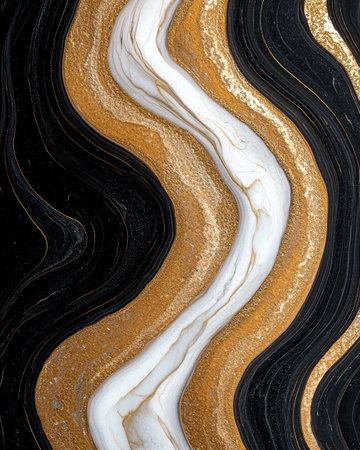 Swirling abstract marble and gold patternの素材