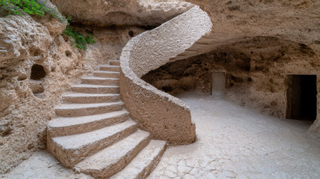 Spiral staircase in ancient cave dwellingの素材