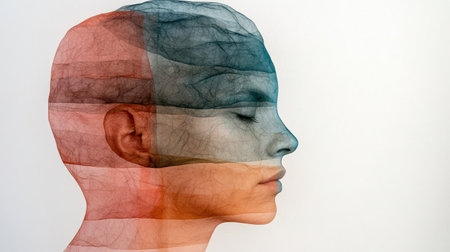 abstract profile of a human faceの素材