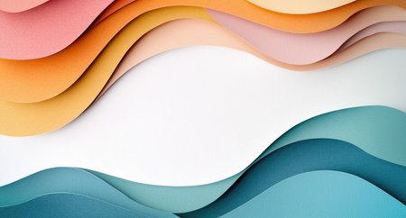 abstract paper art waves backgroundの素材