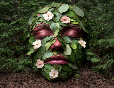 Whimsical nature face in the forestの素材