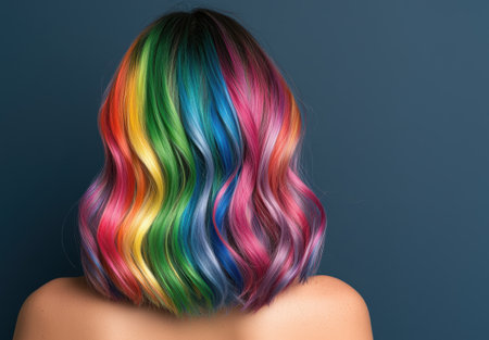 Vibrant rainbow-colored hairの素材
